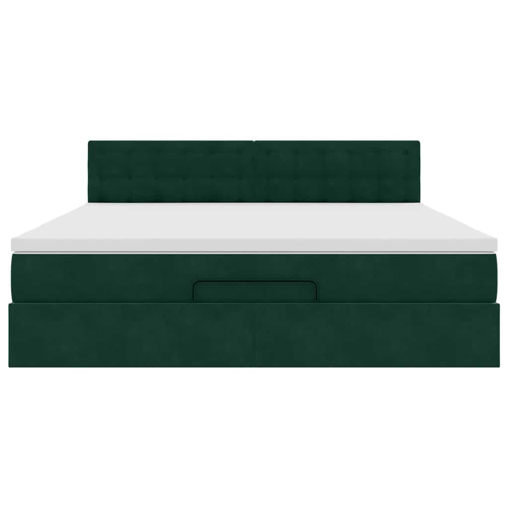 vidaXL Ottoman-Bett mit Matratze Dunkelgrün 180x200 cm Samt