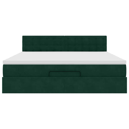 vidaXL Ottoman-Bett mit Matratze Dunkelgrün 180x200 cm Samt