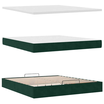 vidaXL Ottoman-Bett mit Matratze Dunkelgrün 180x200 cm Samt