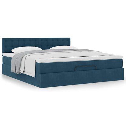 vidaXL Ottoman-Bett mit Matratze Dunkelblau 180x200 cm Samt