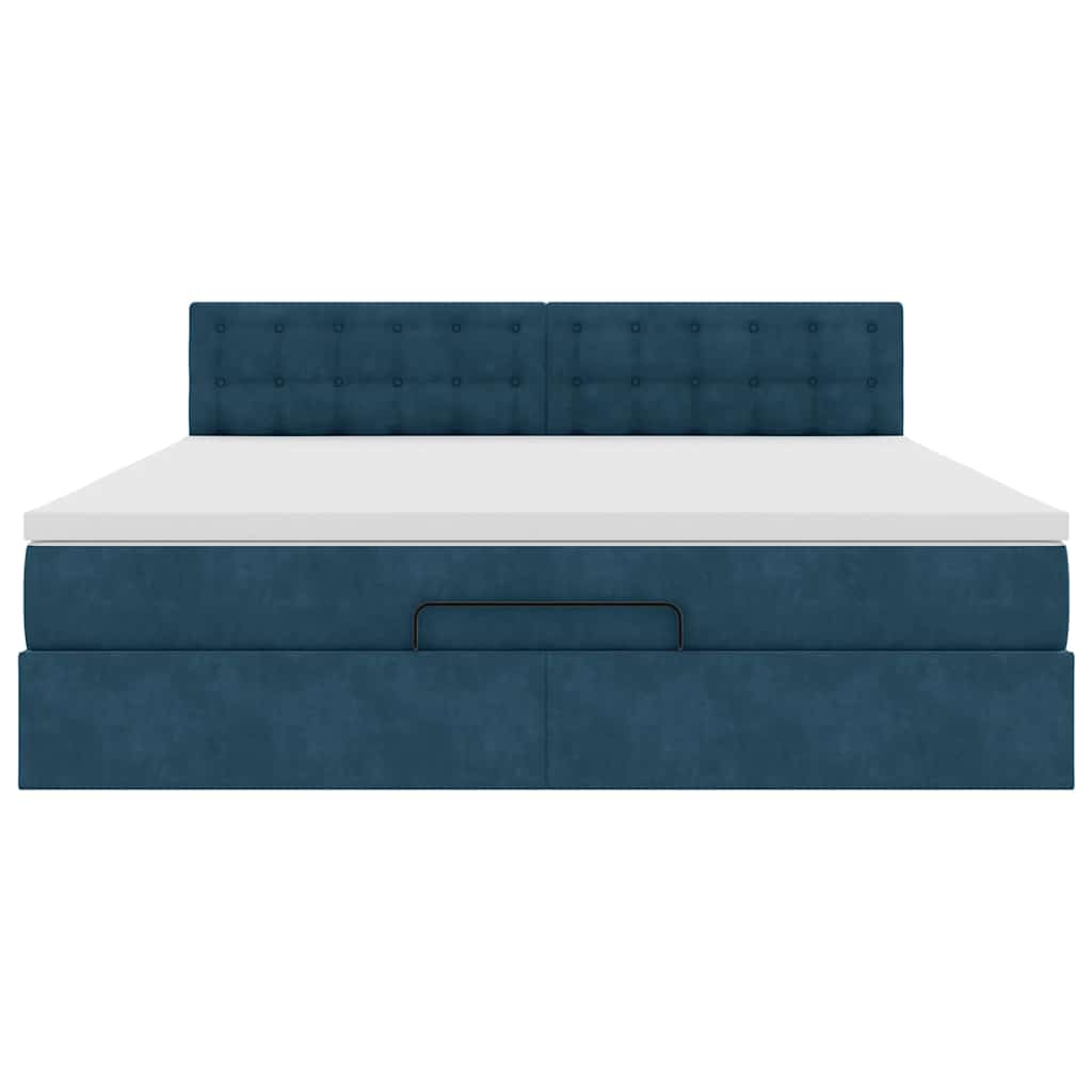 Ottoman-Bett mit Matratze Dunkelblau 180x200 cm Samt