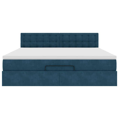 Ottoman-Bett mit Matratze Dunkelblau 180x200 cm Samt