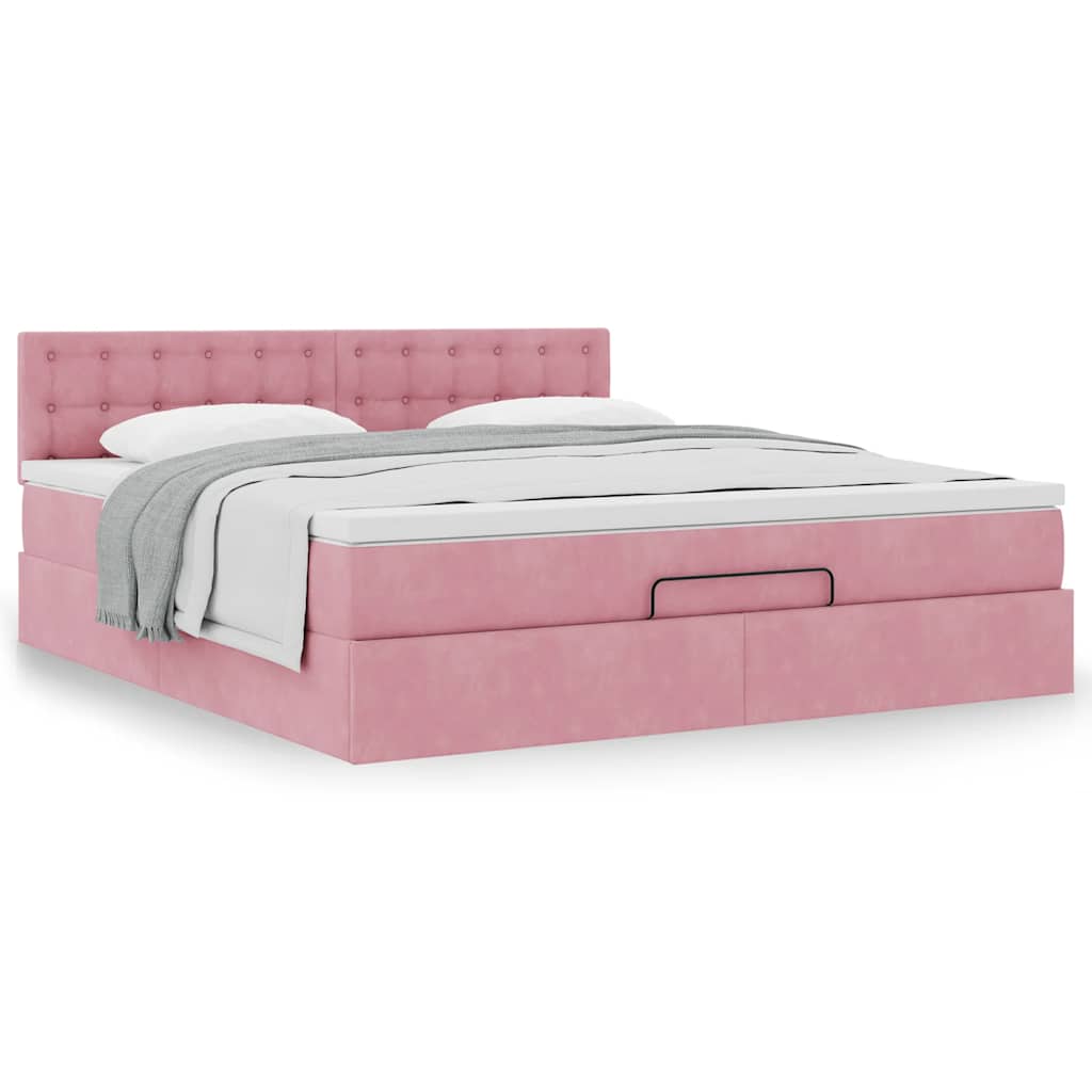 vidaXL Ottoman-Bett mit Matratze Rosa 180x200 cm Samt