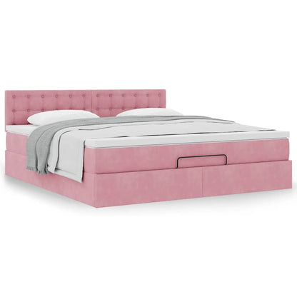 vidaXL Ottoman-Bett mit Matratze Rosa 180x200 cm Samt