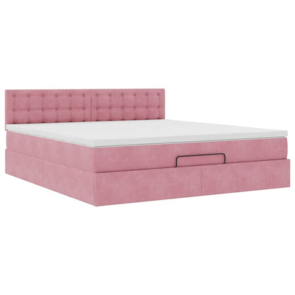 vidaXL Ottoman-Bett mit Matratze Rosa 180x200 cm Samt