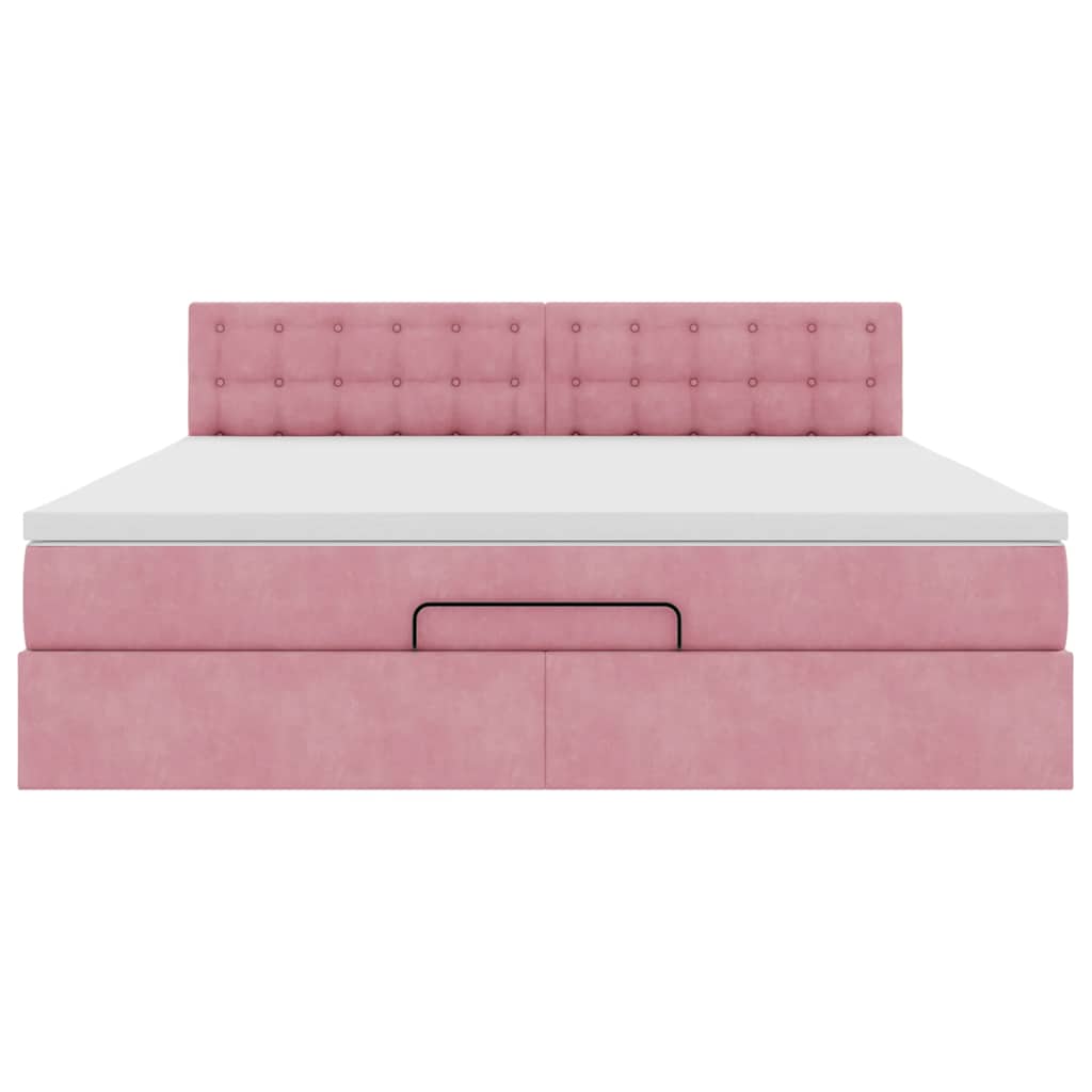 vidaXL Ottoman-Bett mit Matratze Rosa 180x200 cm Samt