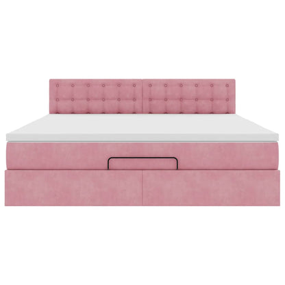 vidaXL Ottoman-Bett mit Matratze Rosa 180x200 cm Samt