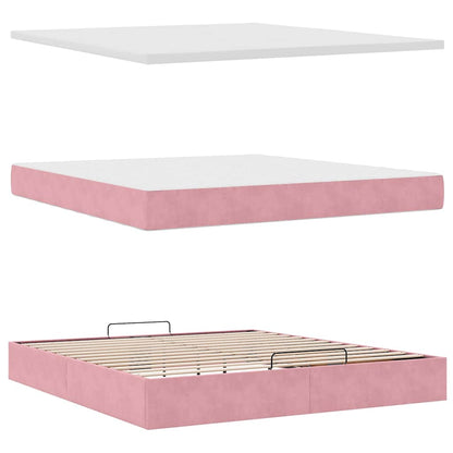 vidaXL Ottoman-Bett mit Matratze Rosa 180x200 cm Samt