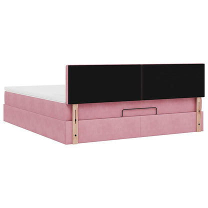 vidaXL Ottoman-Bett mit Matratze Rosa 180x200 cm Samt