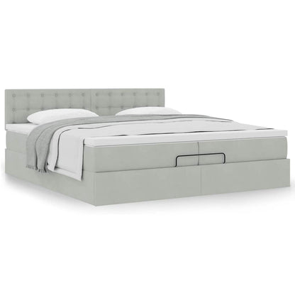 vidaXL Ottoman-Bett mit Matratze Hellgrau 200x200 cm Samt