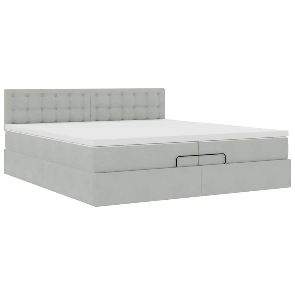 vidaXL Ottoman-Bett mit Matratze Hellgrau 200x200 cm Samt