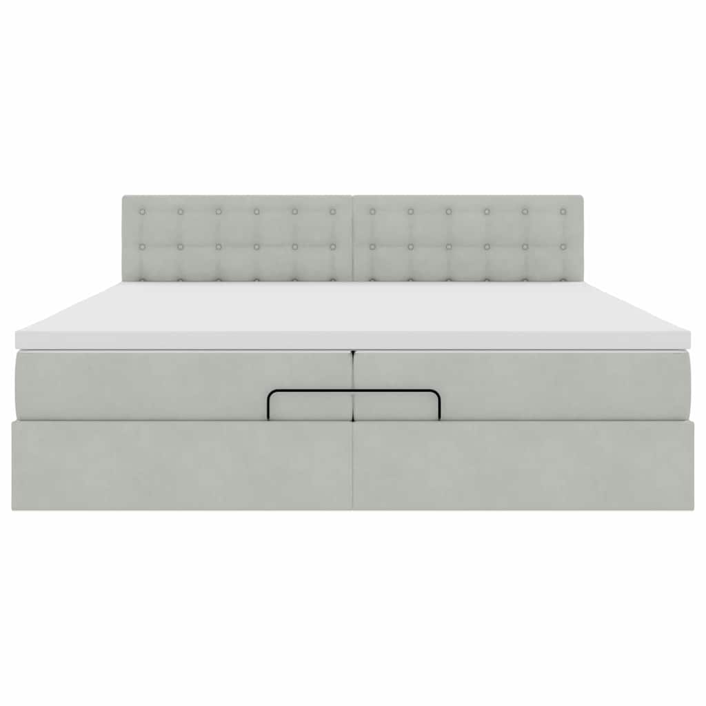 vidaXL Ottoman-Bett mit Matratze Hellgrau 200x200 cm Samt