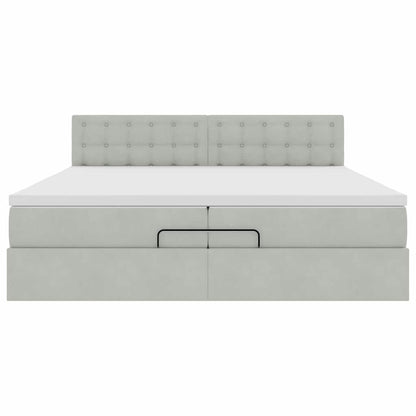 vidaXL Ottoman-Bett mit Matratze Hellgrau 200x200 cm Samt