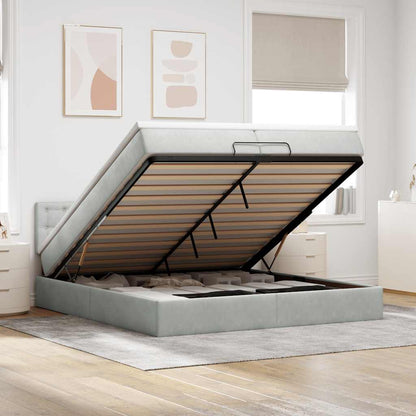 vidaXL Ottoman-Bett mit Matratze Hellgrau 200x200 cm Samt