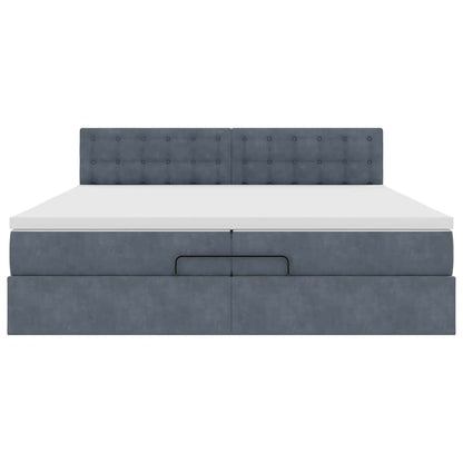 Ottoman-Bett mit Matratze Dunkelgrau 200x200 cm Samt