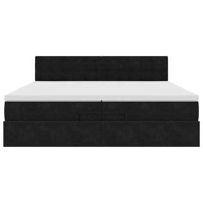 Ottoman-Bett mit Matratze Schwarz 200x200 cm Samt