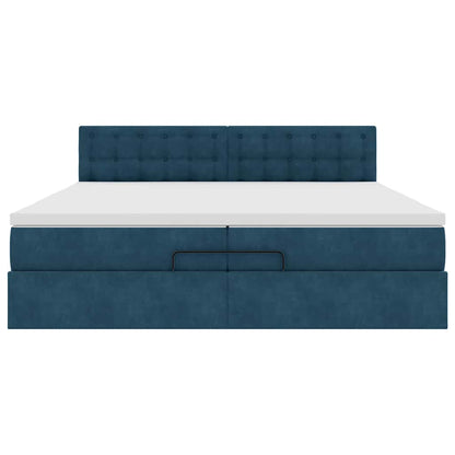 Ottoman-Bett mit Matratze Dunkelblau 200x200 cm Samt