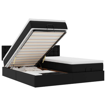 vidaXL Lit ottoman avec matelas Noir 160x200 cm Similicuir
