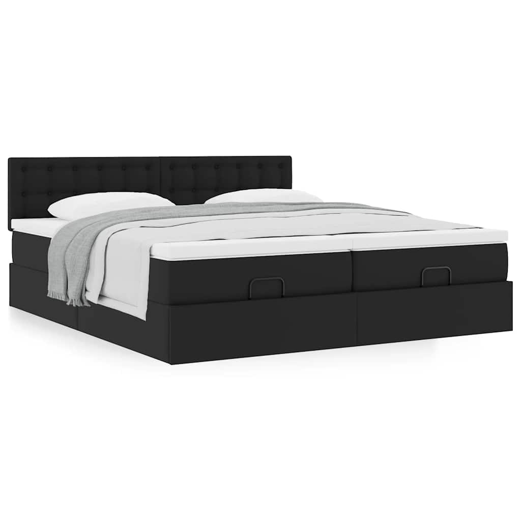 vidaXL Lit ottoman avec matelas Noir 160x200 cm Similicuir