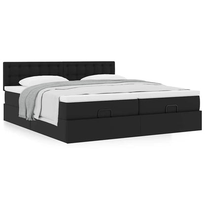 vidaXL Lit ottoman avec matelas Noir 160x200 cm Similicuir