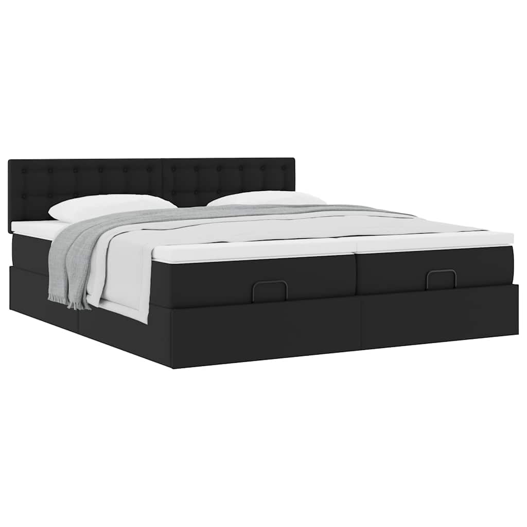 vidaXL Lit ottoman avec matelas Noir 160x200 cm Similicuir