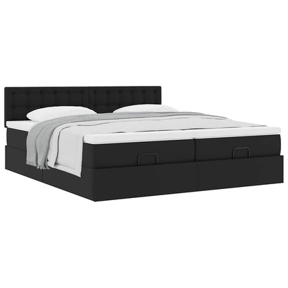 vidaXL Lit ottoman avec matelas Noir 160x200 cm Similicuir