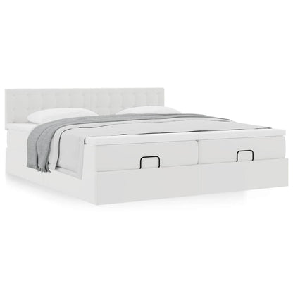 vidaXL Ottoman-Bett mit Matratzen Weiß 160x200 cm Kunstleder