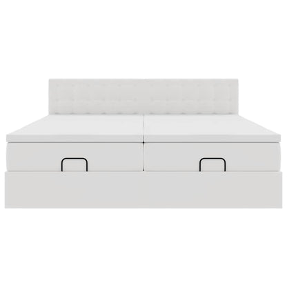 vidaXL Ottoman-Bett mit Matratzen Weiß 160x200 cm Kunstleder