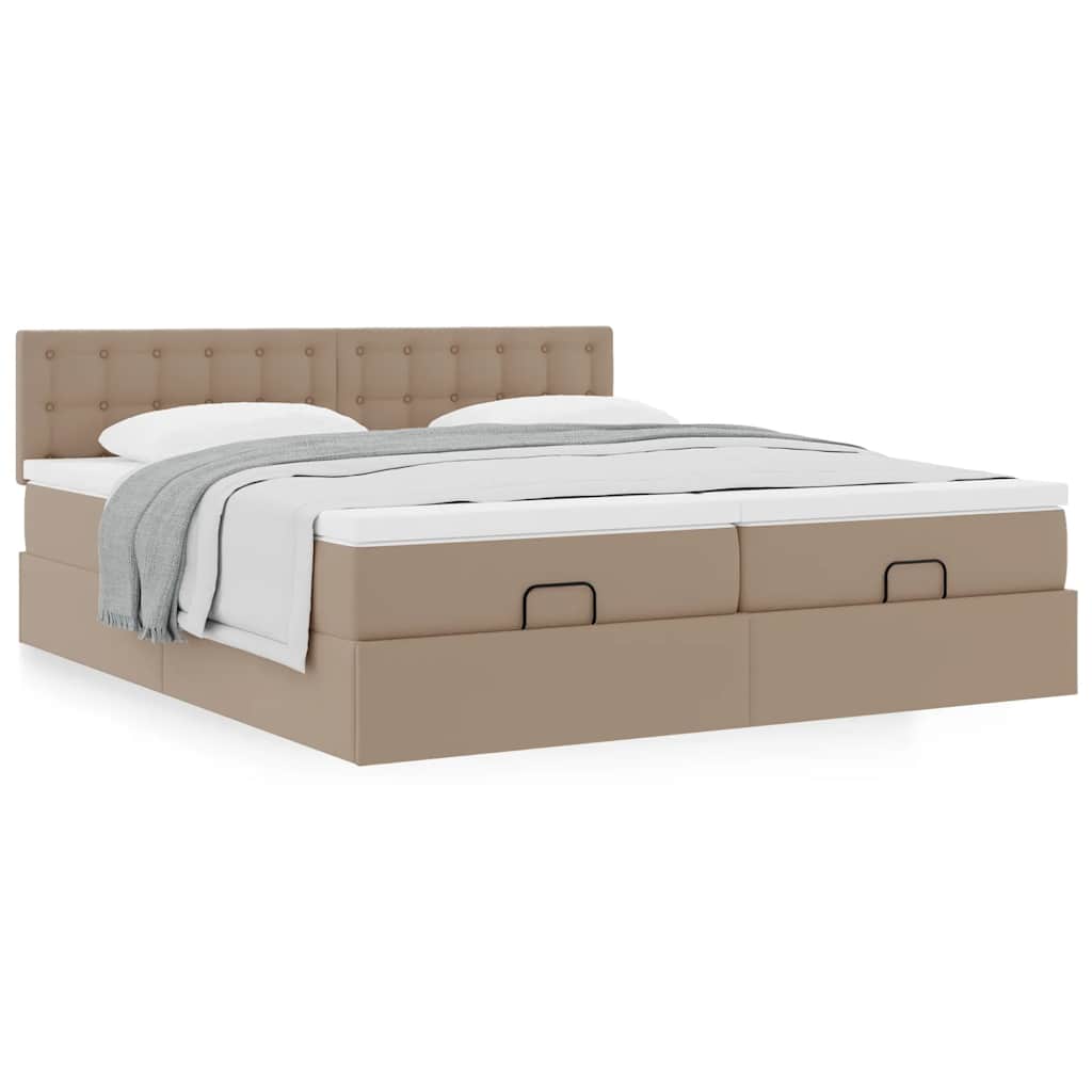 vidaXL Ottoman-Bett mit Matratzen Cappuccino 160x200cm Kunstleder