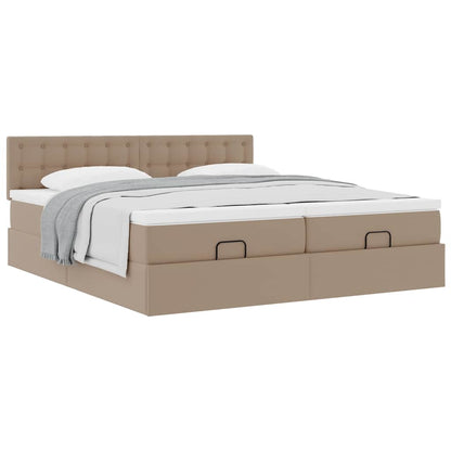 vidaXL Ottoman-Bett mit Matratzen Cappuccino 160x200cm Kunstleder