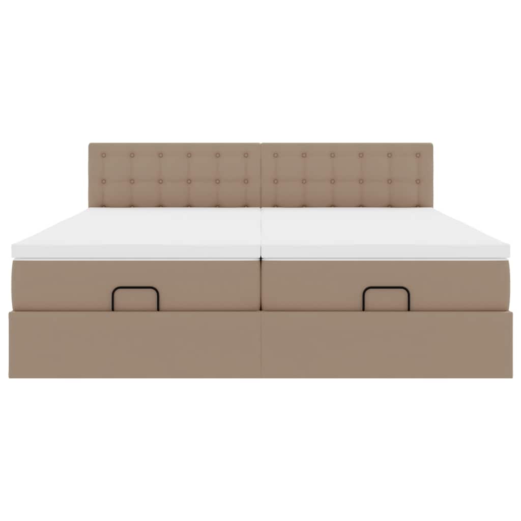 vidaXL Ottoman-Bett mit Matratzen Cappuccino 160x200cm Kunstleder