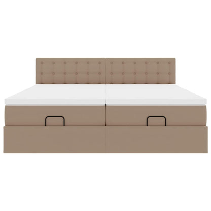 vidaXL Ottoman-Bett mit Matratzen Cappuccino 160x200cm Kunstleder