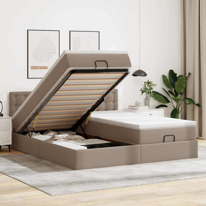 vidaXL Ottoman-Bett mit Matratzen Cappuccino 160x200cm Kunstleder