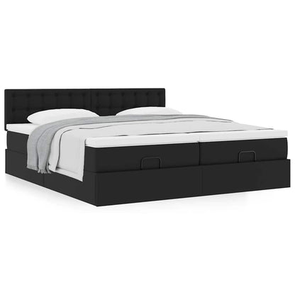 vidaXL Ottoman-Bett mit Matratzen Schwarz 180x200 cm Kunstleder
