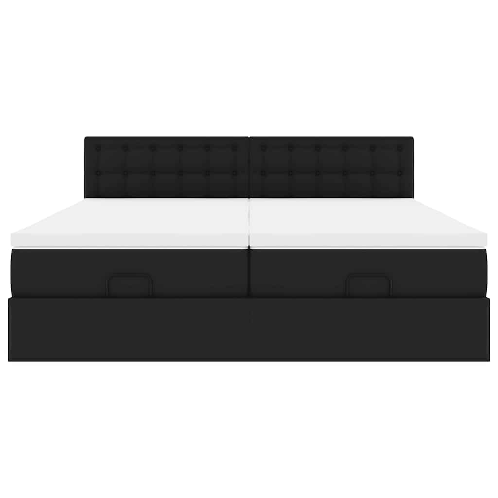 vidaXL Ottoman-Bett mit Matratzen Schwarz 180x200 cm Kunstleder