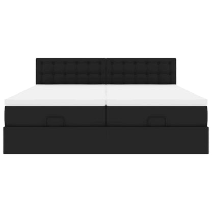 vidaXL Ottoman-Bett mit Matratzen Schwarz 180x200 cm Kunstleder
