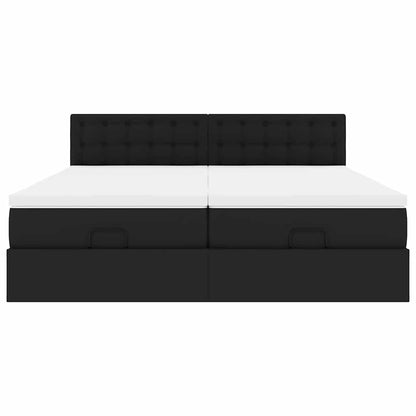 Ottoman-Bett mit Matratzen Schwarz 200x200 cm Kunstleder