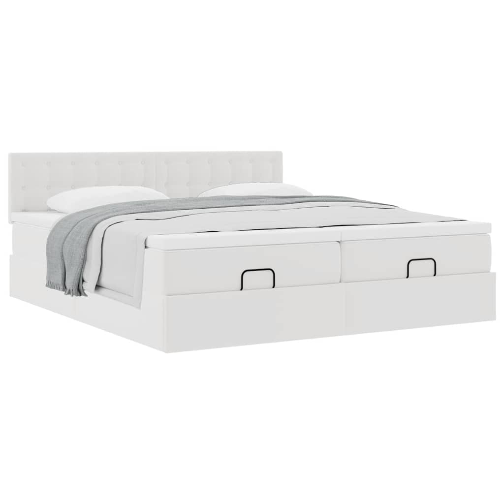 vidaXL Lit ottoman avec matelas blanc 200x200 cm similicuir
