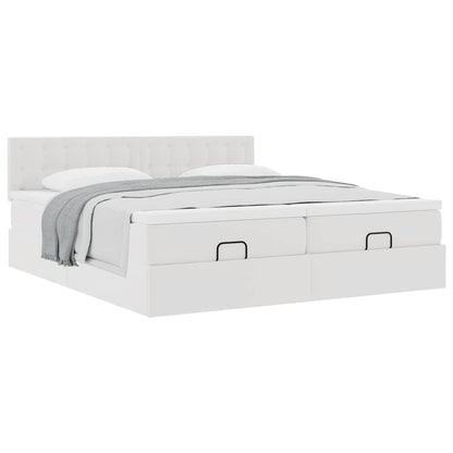 vidaXL Lit ottoman avec matelas blanc 200x200 cm similicuir