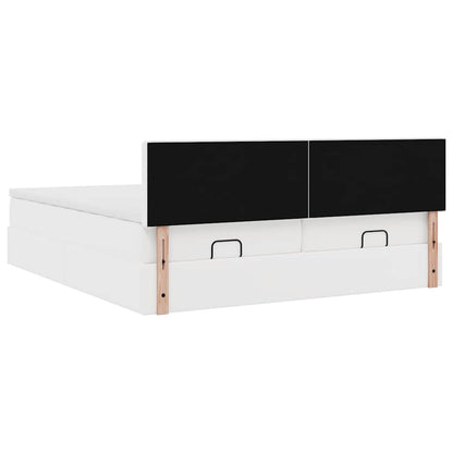 vidaXL Lit ottoman avec matelas blanc 200x200 cm similicuir