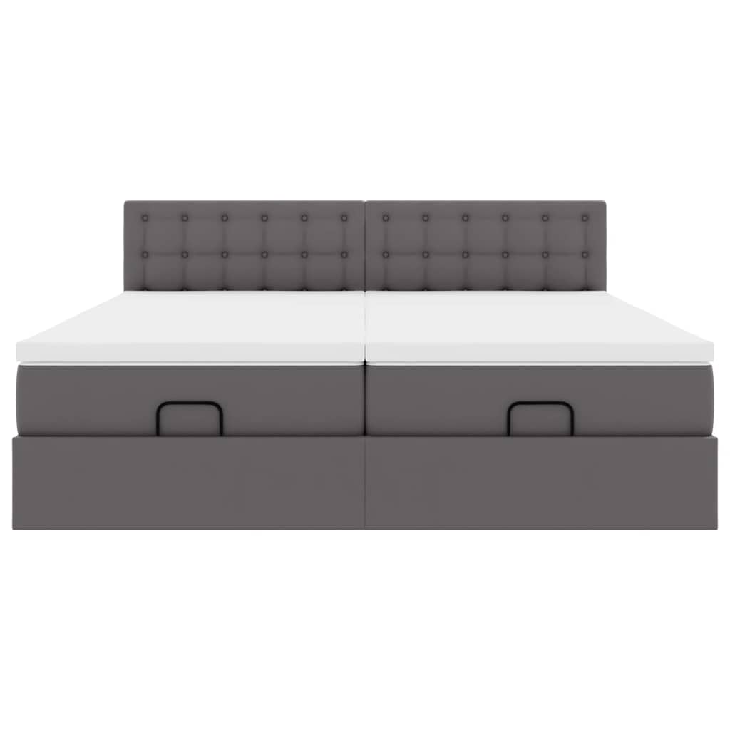 vidaXL Lit ottoman avec matelas Gris 200x200 cm Similicuir