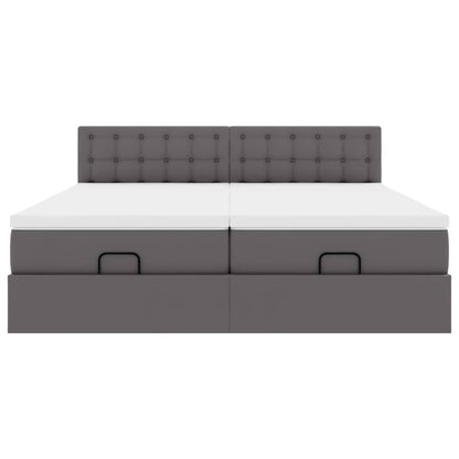 vidaXL Lit ottoman avec matelas Gris 200x200 cm Similicuir