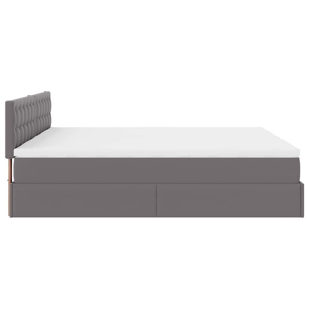 vidaXL Lit ottoman avec matelas Gris 200x200 cm Similicuir