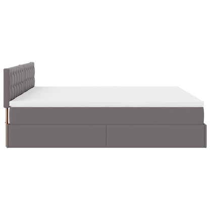 vidaXL Lit ottoman avec matelas Gris 200x200 cm Similicuir