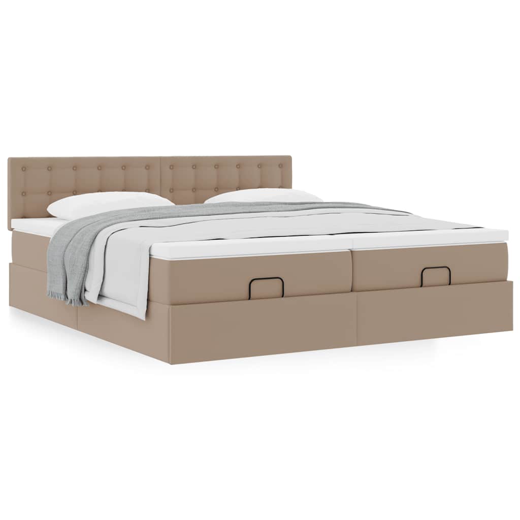 vidaXL Ottoman-Bett mit Matratzen Cappuccino 200x200cm Kunstleder