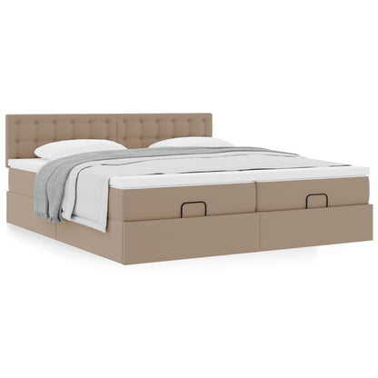 vidaXL Ottoman-Bett mit Matratzen Cappuccino 200x200cm Kunstleder