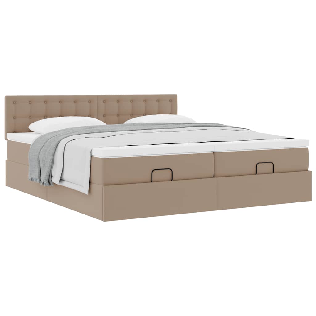 vidaXL Ottoman-Bett mit Matratzen Cappuccino 200x200cm Kunstleder