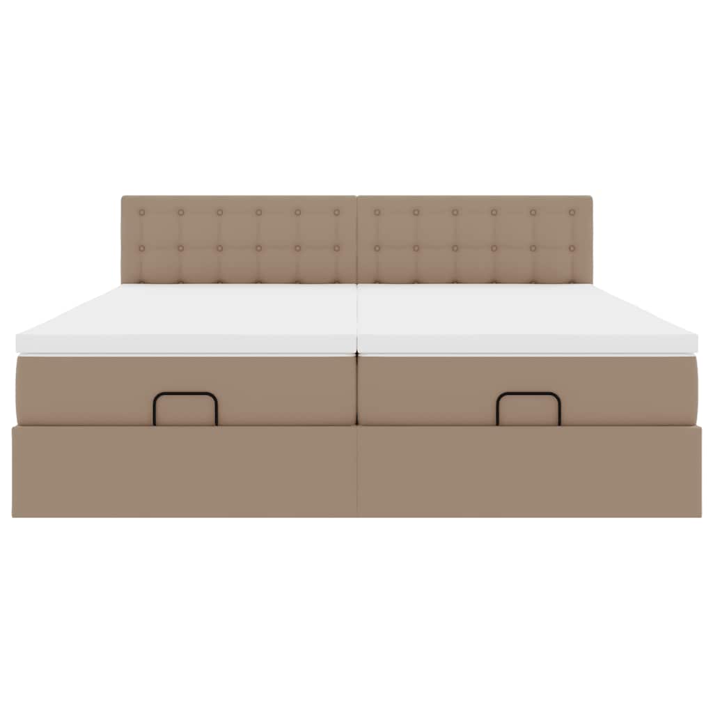 vidaXL Ottoman-Bett mit Matratzen Cappuccino 200x200cm Kunstleder