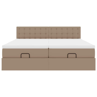 vidaXL Ottoman-Bett mit Matratzen Cappuccino 200x200cm Kunstleder