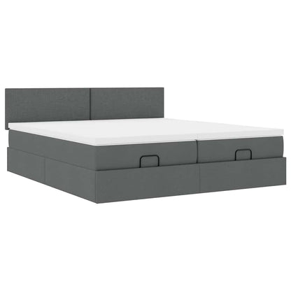 vidaXL Ottoman-Bett mit Matratzen Dunkelgrau 160x200 cm Stoff